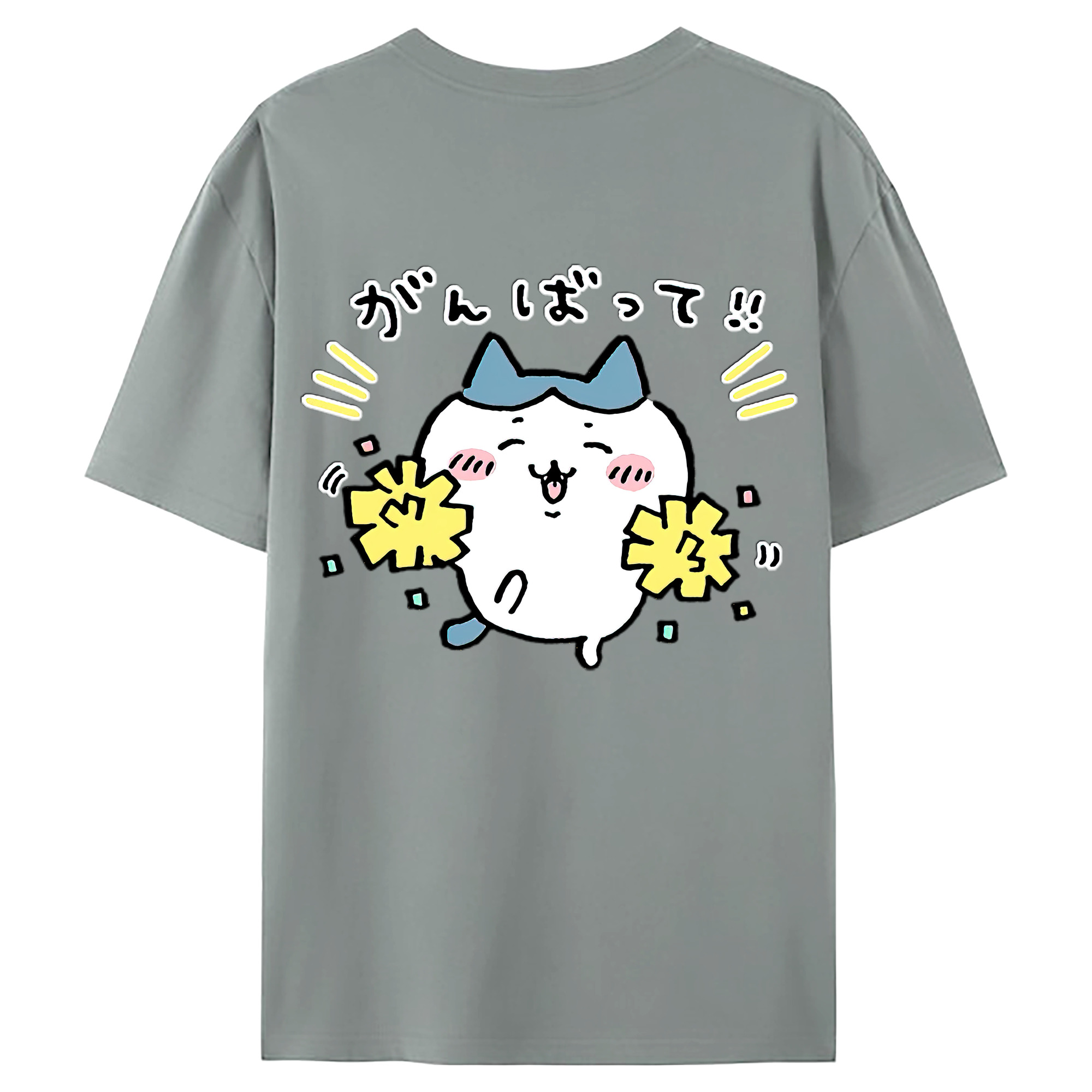 （画像用） ちいかわ ハチワレ Chii-kawa hachiware 綿100％ メンズ半袖Tシャツ（バックプリント） 通気性